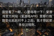 我就看了一眼，心里咯噔一下：爱游戏官方网站（爱游戏APP）里那行指数变化前后对不上之后，我才想起那条投注规则。