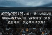 🕵️‍♀️ 内斗： 某CBA球队管理层与本土核心就“战术地位”爆发激烈冲突，核心或申请交易！