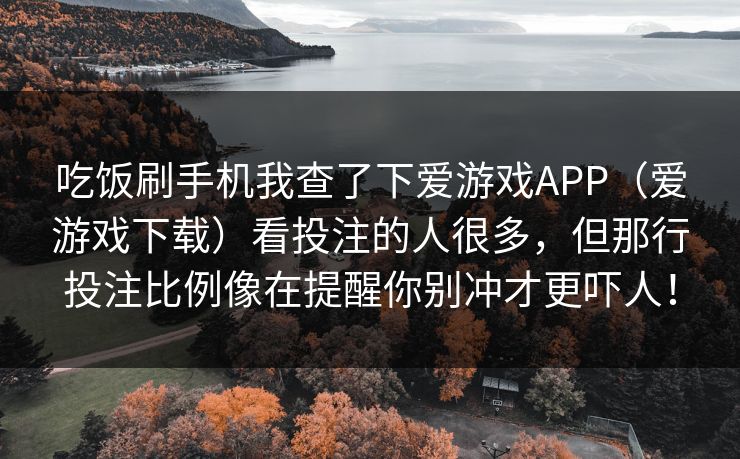 吃饭刷手机我查了下爱游戏APP（爱游戏下载）看投注的人很多，但那行投注比例像在提醒你别冲才更吓人！
