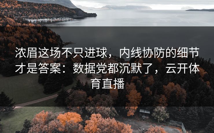 浓眉这场不只进球，内线协防的细节才是答案：数据党都沉默了，云开体育直播